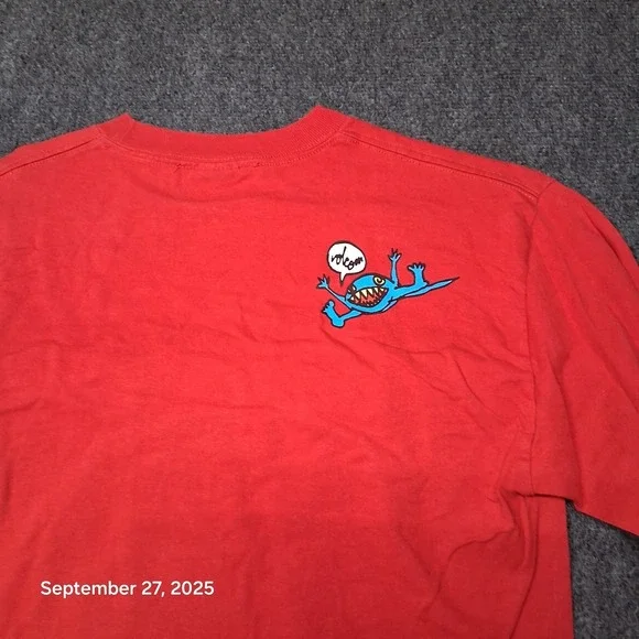 Vintage‎ Volcom Cartoon Monsters Shirt Size Medium Red Long Sleeve Crew Neck - Picture 9 of 10